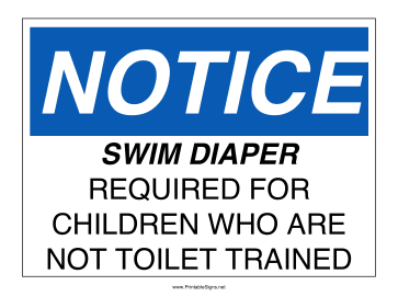 Pool Sign Swim Diaper Sign