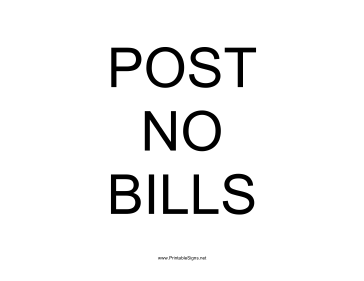 Post No Bills (Landscape) Sign