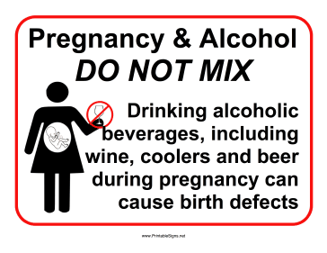 Pregnancy and Alcohol Sign