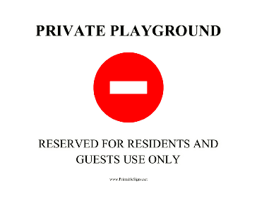 Private Playground Sign