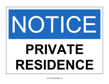 Private Residence Sign