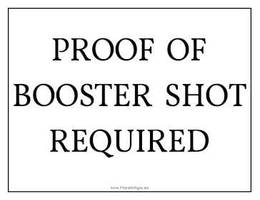 Proof Of Booster Required Sign