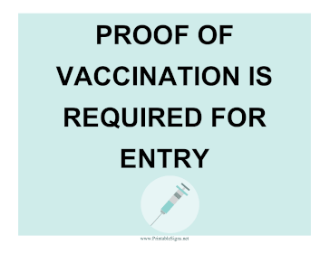 Proof Of Vaccination Sign