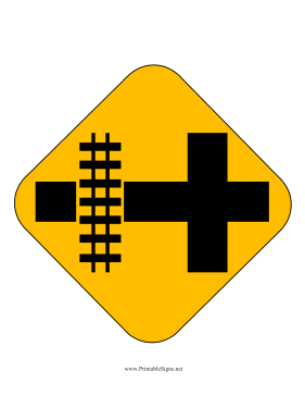 Railroad Tracks On Left Sign