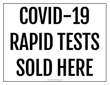 Rapid Tests Sold Here Sign