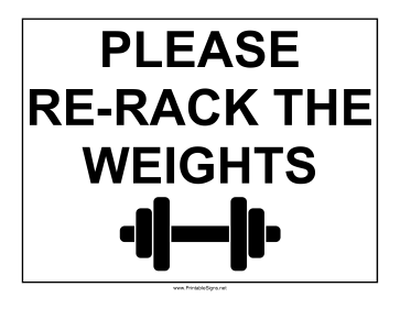 Re-Rack Weights Sign