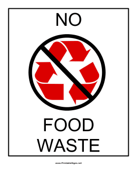 Recyclables No Food Waste Sign