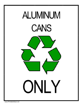 Recycle Aluminum Cans Sign