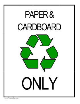 Recycle Paper and Cardboard Sign