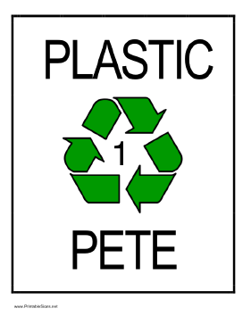 Recycle Plastic type 1 Sign