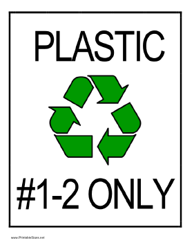 Recycle Plastic types 1 and 2 Sign