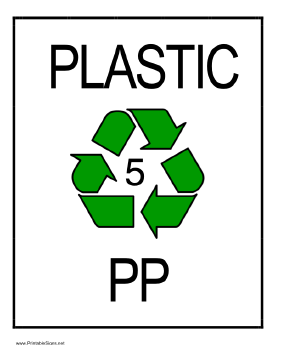 Recycle Plastic type 5 Sign