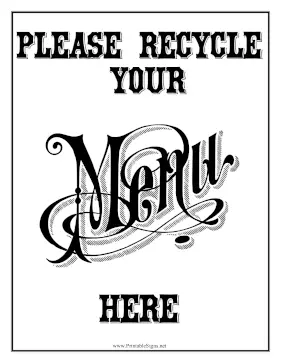 Recycle Menu Sign