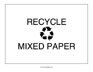 Recycle Mixed Paper Sign