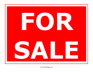 Red For Sale Sign