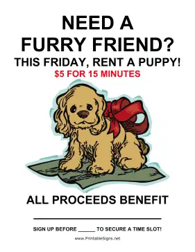 Rent a Puppy Fundraiser Sign