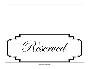 Reserved Table Sign