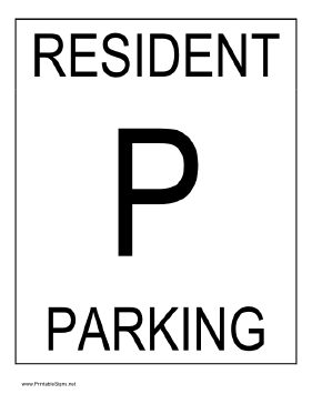 Resident Parking Sign