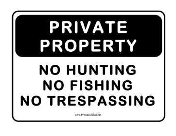 No Hunting Fishing Trespassing Sign