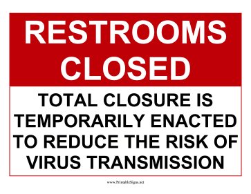 Restrooms Temporarily Closed Sign