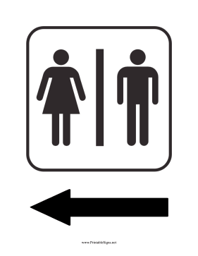 Restrooms to the Left Sign