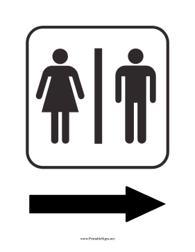 Restrooms to the Right Sign