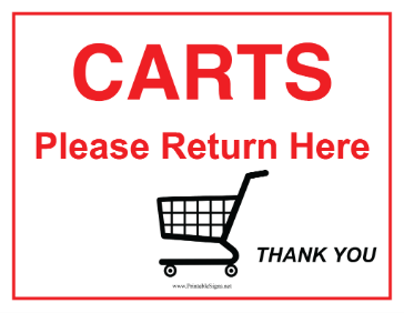Return Shopping Carts Here Sign Sign