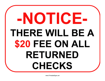 Returned Checks 20 Dollars Sign