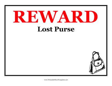 Reward Lost Purse Flyer Sign