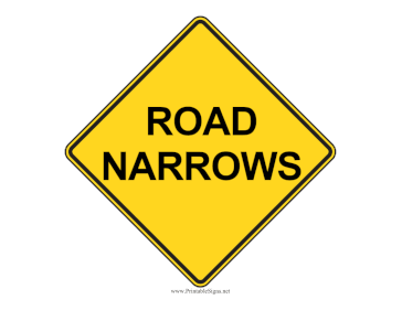 Road Narrows Sign