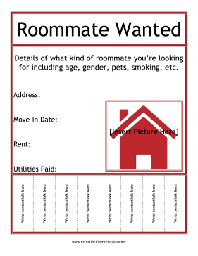Roommate Wanted Flyer Sign