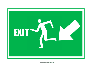 Run Man Exit Down Left Sign