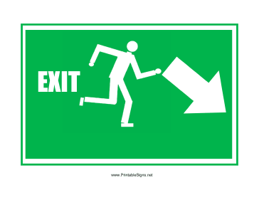 Run Man Exit Down Right Sign