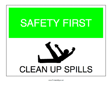 Clean Up Spills Sign