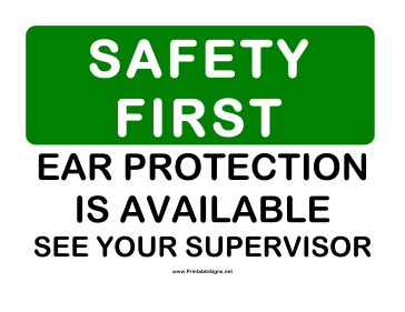 Safety Ear Protection Sign