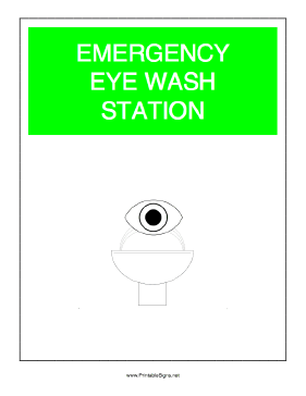 Emergency Eye Wash Station Sign