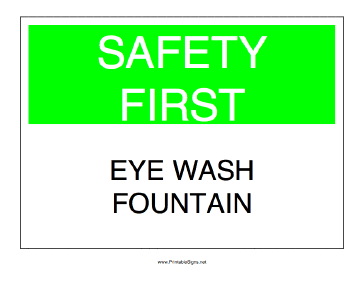 Eye Wash Fountain Sign