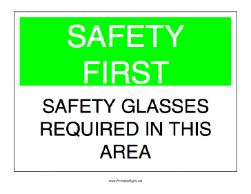 Safety Glasses Required Sign