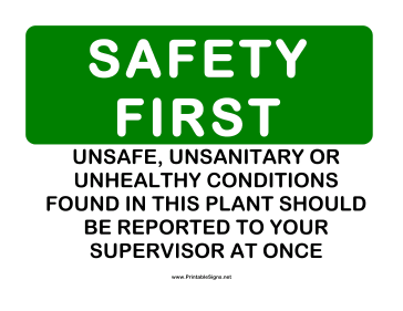 Safety Unsanitary Sign