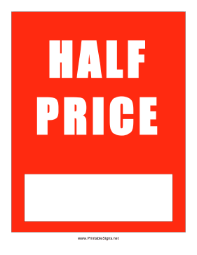 Half Price Sign
