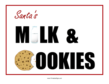 Santa Milk And Cookies Sign