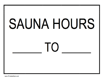 Sauna Hours Sign