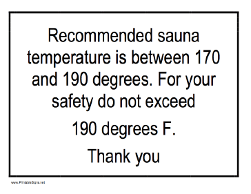 Sauna Temperature Warning Sign