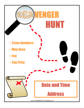 Scavenger Hunt Flyer Sign
