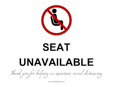 Seat Unavailable Sign