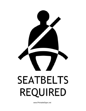 Seatbelts Required with caption Sign