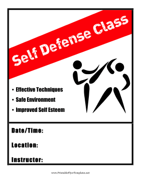 Self Defense Class Sign