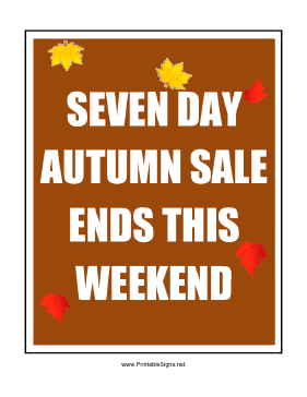 Seven Day Autumn Sale Sign