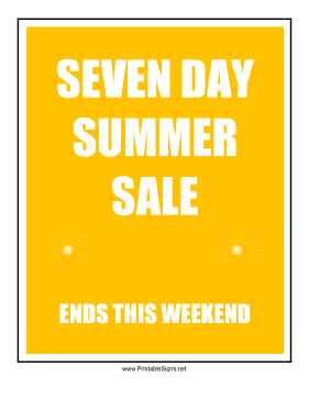 Seven Day Summer Sale Sign