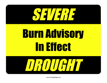 Severe Drought Burn Advisory Sign
